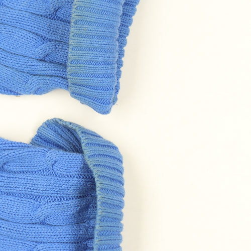 Crew Clothing Co Women Size 16 Blue Cable Knit V-Neck Cotton Pullover