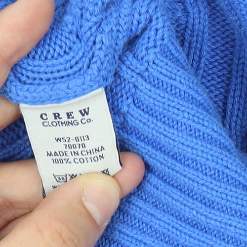 Crew Clothing Co Women Size 16 Blue Cable Knit V-Neck Cotton Pullover