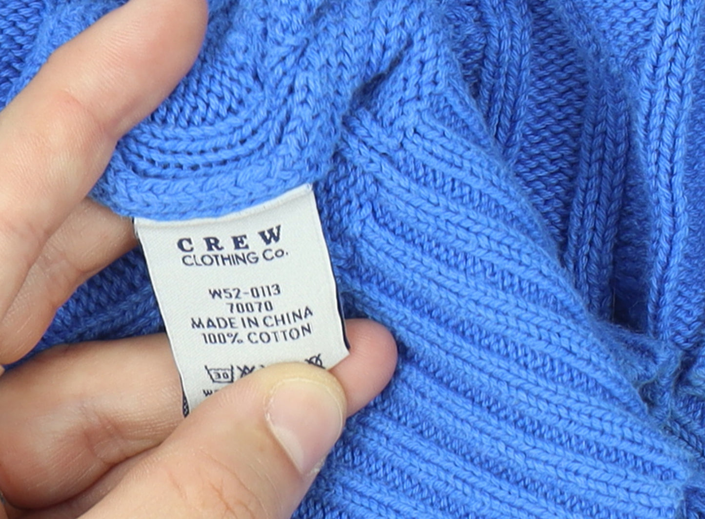 Crew Clothing Co Women Size 16 Blue Cable Knit V-Neck Cotton Pullover