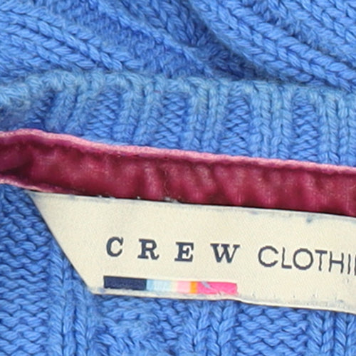 Crew Clothing Co Women Size 16 Blue Cable Knit V-Neck Cotton Pullover