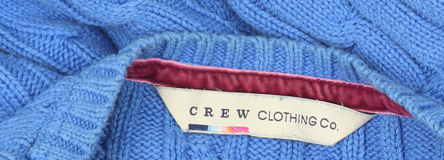 Crew Clothing Co Women Size 16 Blue Cable Knit V-Neck Cotton Pullover