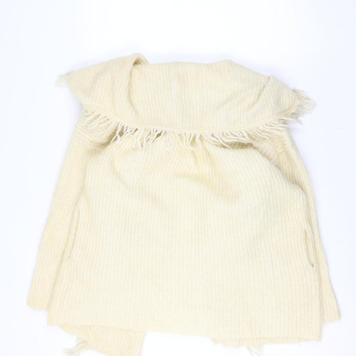 I.B. Diffusion Women Ivory L Mohair Wool Fringe Open Cardigan