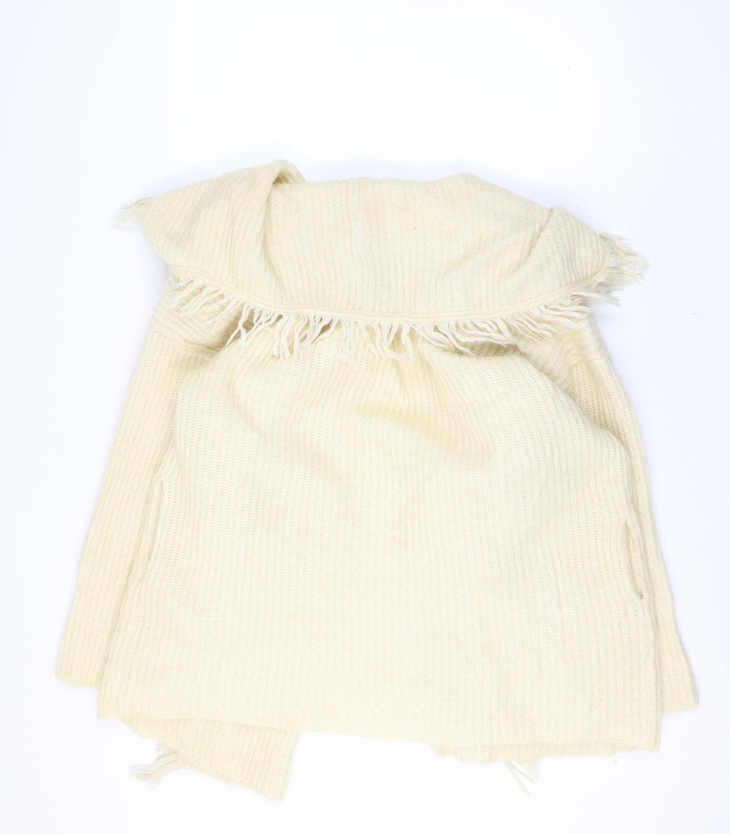 I.B. Diffusion Women Ivory L Mohair Wool Fringe Open Cardigan