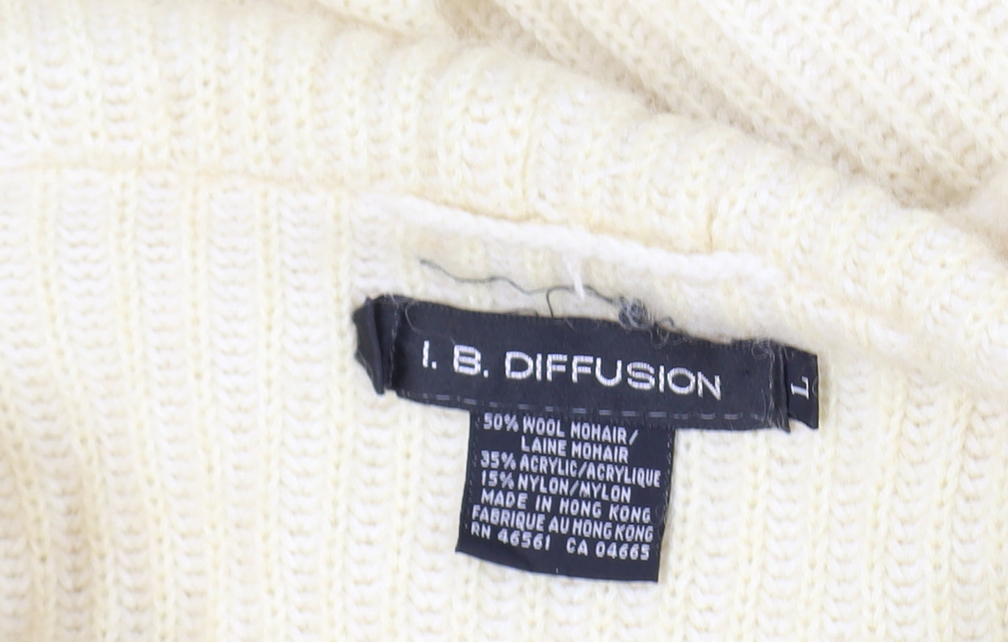 I.B. Diffusion Women Ivory L Mohair Wool Fringe Open Cardigan