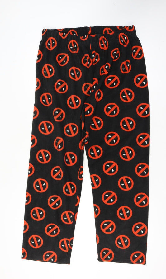 Marvel Men Black XL Deadpool Fleece Pyjama Pants Superhero