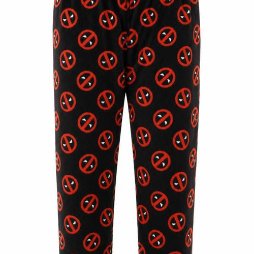 Marvel Men Black XL Deadpool Fleece Pyjama Pants Superhero