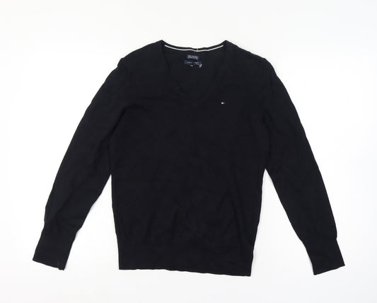 Tommy Hilfiger Men’s XS Black V-Neck Logo Cotton Blend Pullover Jumper