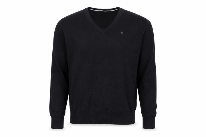 Tommy Hilfiger Men’s XS Black V-Neck Logo Cotton Blend Pullover Jumper