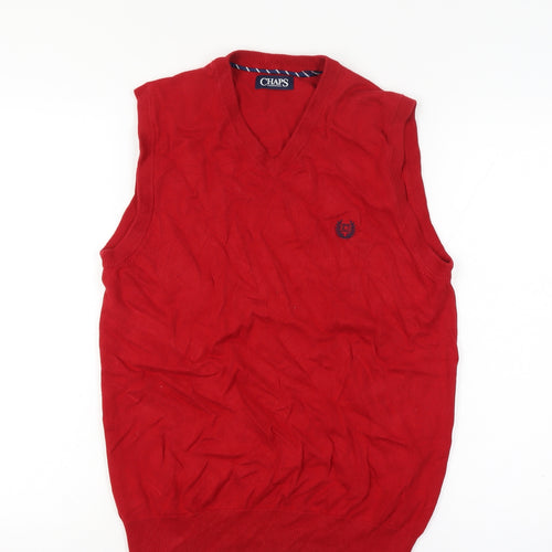 Chaps Men’s Red Size S Cotton V-Neck Logo Knit Sweater Vest