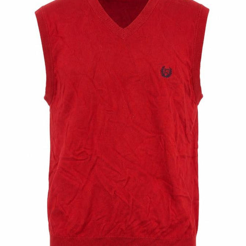 Chaps Men’s Red Size S Cotton V-Neck Logo Knit Sweater Vest