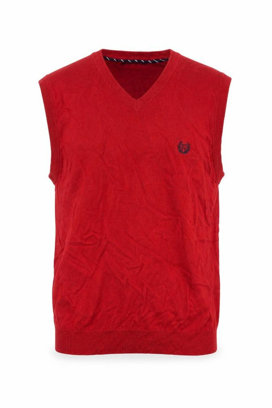 Chaps Men’s Red Size S Cotton V-Neck Logo Knit Sweater Vest