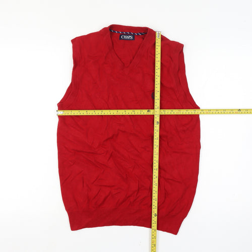 Chaps Men’s Red Size S Cotton V-Neck Logo Knit Sweater Vest