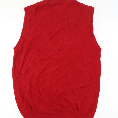 Chaps Men’s Red Size S Cotton V-Neck Logo Knit Sweater Vest