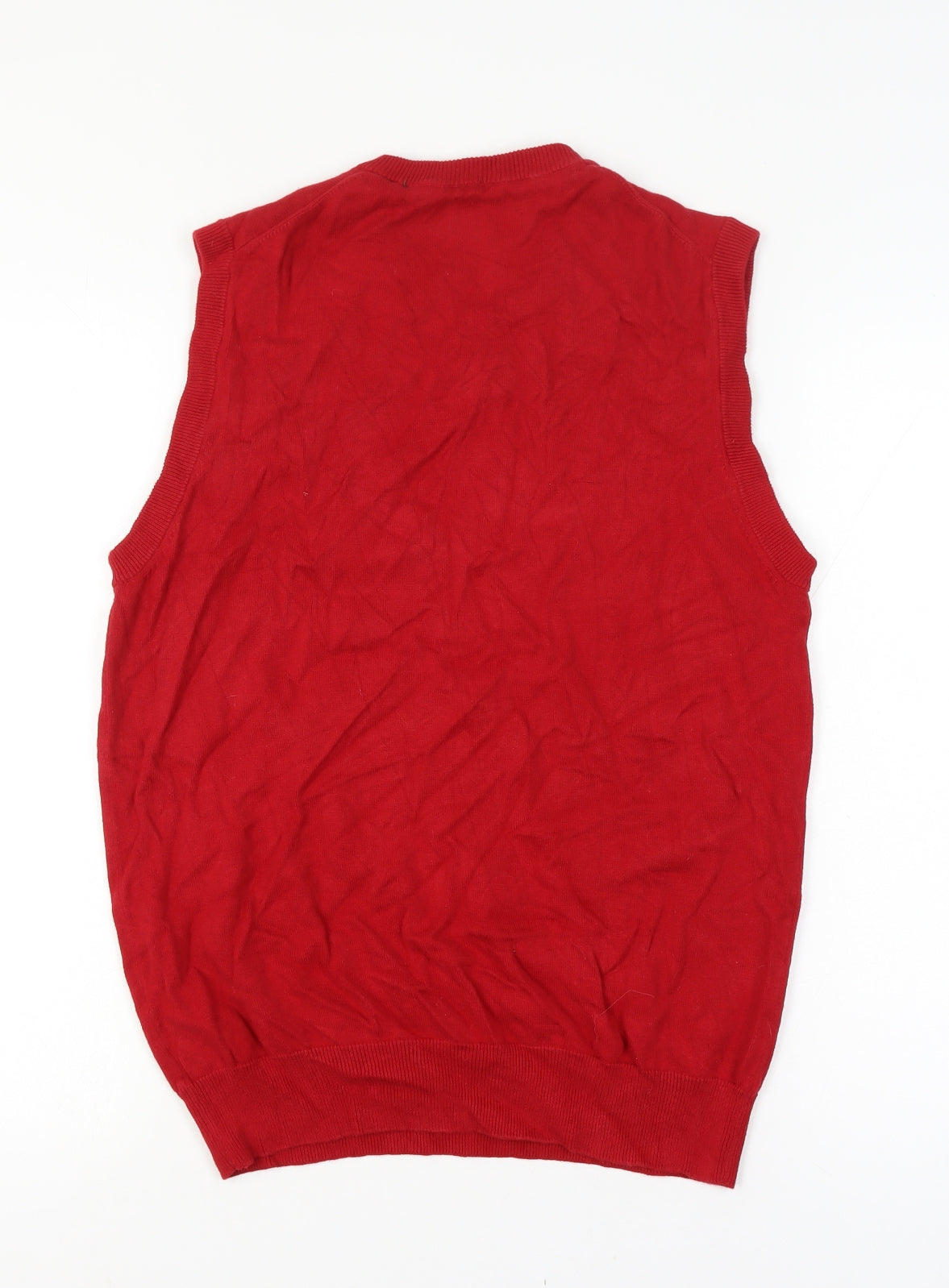 Chaps Men’s Red Size S Cotton V-Neck Logo Knit Sweater Vest