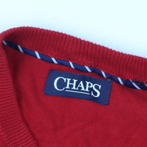 Chaps Men’s Red Size S Cotton V-Neck Logo Knit Sweater Vest