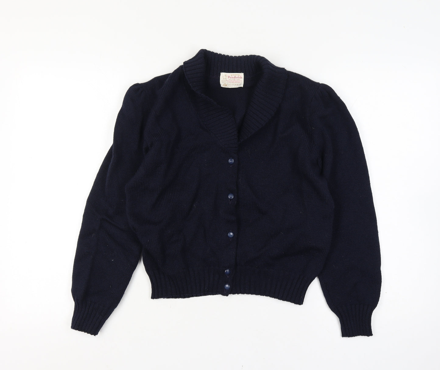 Pendleton Teens Blue Size 38 Wool Cable Knit V-Neck Cardigan