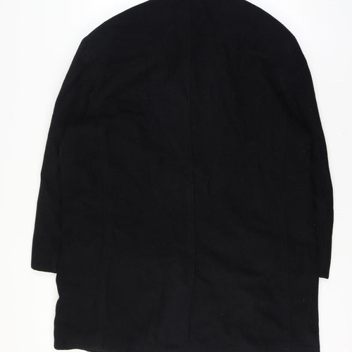 Nautica Men’s Chest 46 Black Mid-Length Stand Collar Button Overcoat Lined