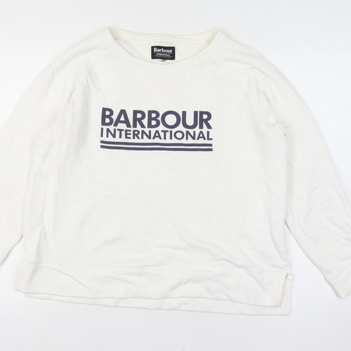 Barbour Women’s White Size 18 Logo Pullover Sweatshirt Crew Neck