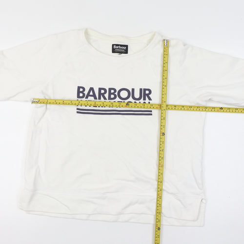 Barbour Women’s White Size 18 Logo Pullover Sweatshirt Crew Neck