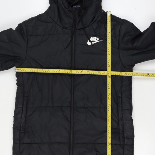 Nike Men’s Black Large Long Hooded Puffer Jacket Logo