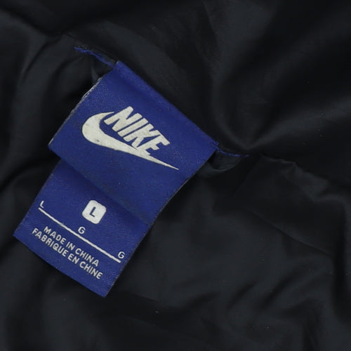 Nike Men’s Black Large Long Hooded Puffer Jacket Logo
