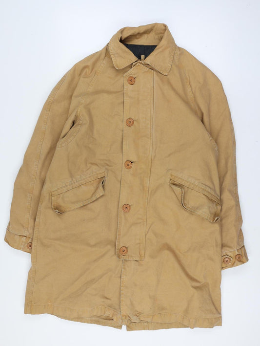 Cala Furla 1962 Men’s XL Beige Mid-Length Buttoned Lined Overcoat