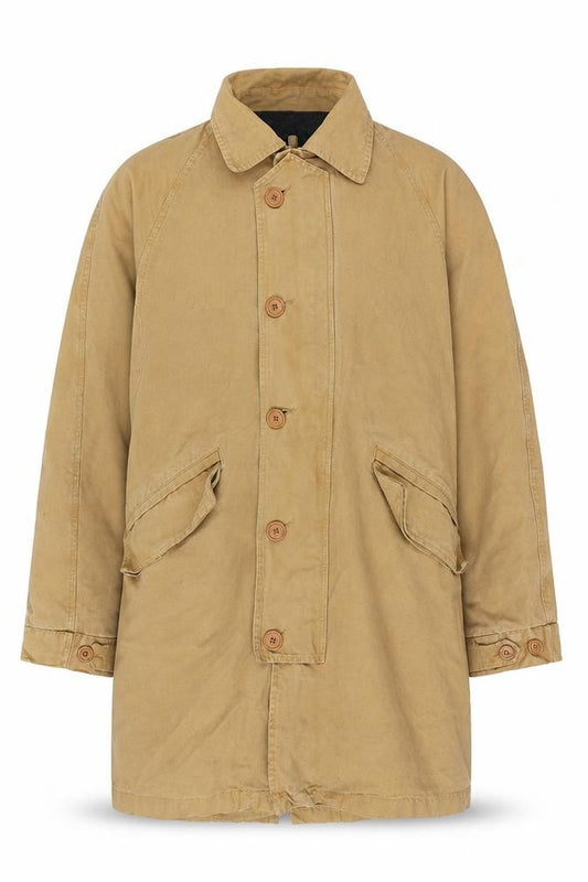 Cala Furla 1962 Men’s XL Beige Mid-Length Buttoned Lined Overcoat