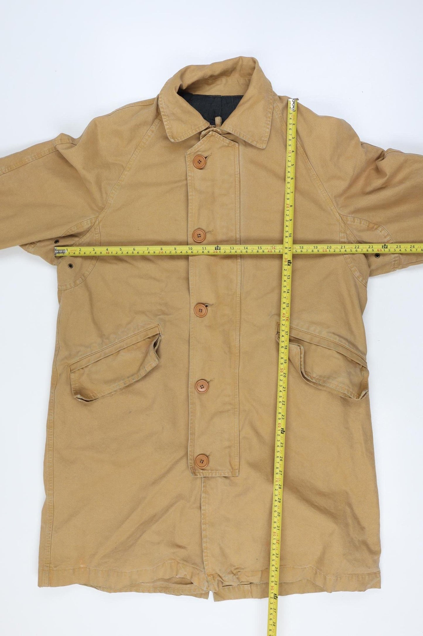 Cala Furla 1962 Men’s XL Beige Mid-Length Buttoned Lined Overcoat