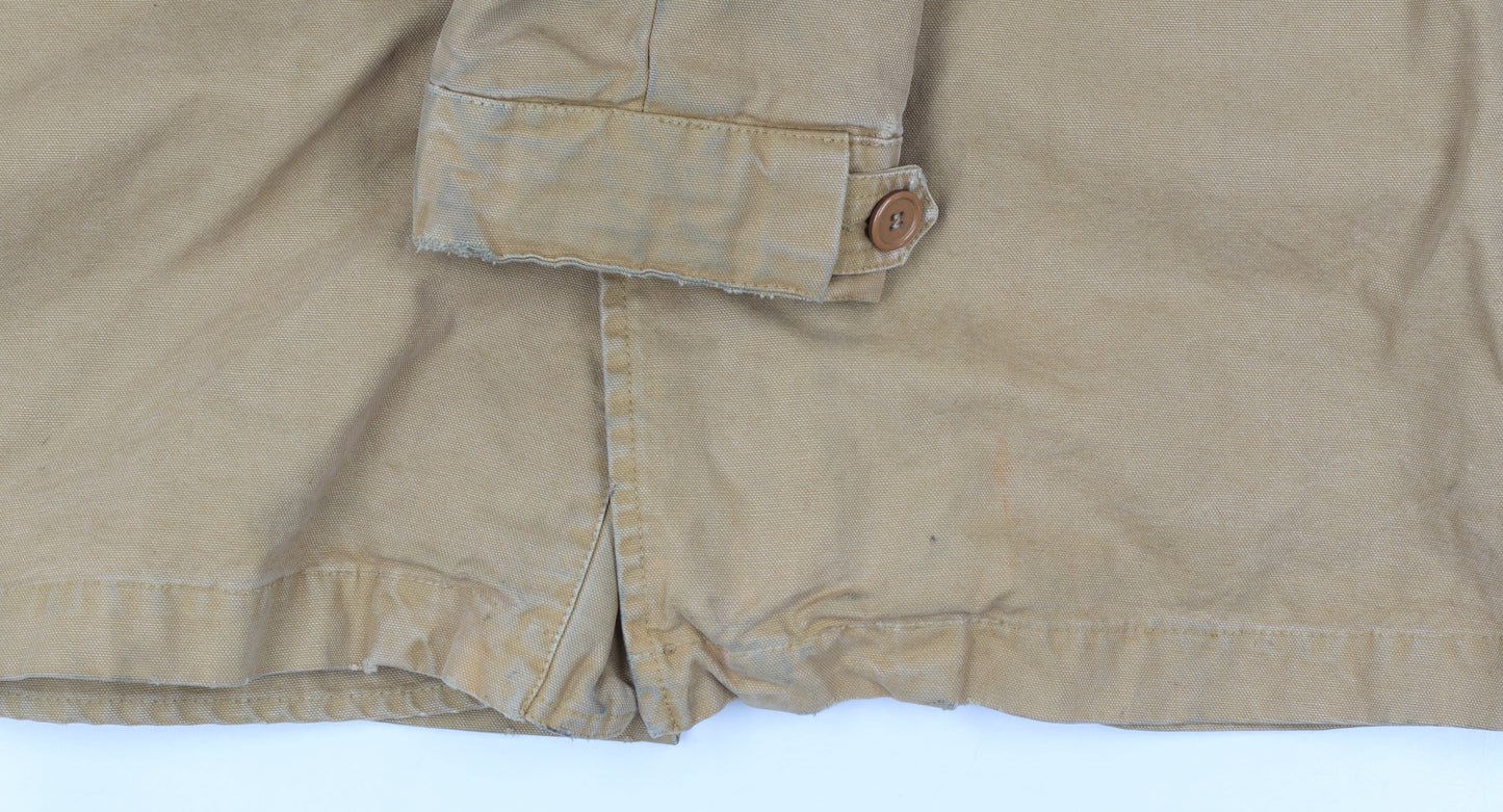 Cala Furla 1962 Men’s XL Beige Mid-Length Buttoned Lined Overcoat