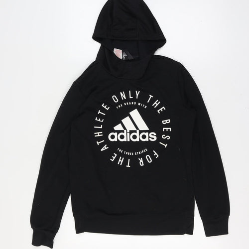 adidas Boys Black Logo 15-16 Years Graphic Pullover Hoodie