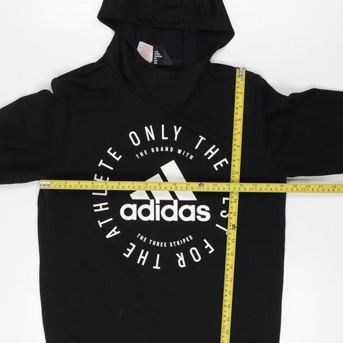 adidas Boys Black Logo 15-16 Years Graphic Pullover Hoodie