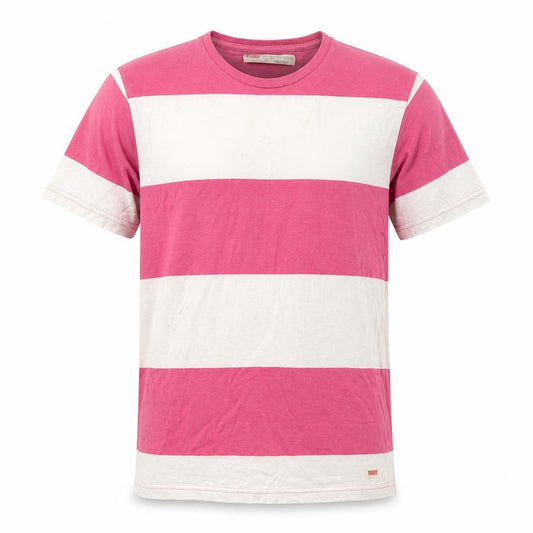 Levi's Mens Pink White Striped Slim Fit Cotton T-Shirt M