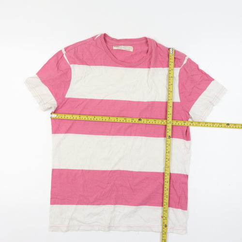 Levi's Mens Pink White Striped Slim Fit Cotton T-Shirt M