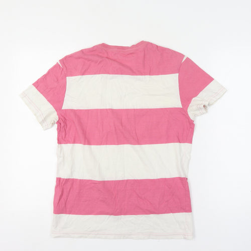 Levi's Mens Pink White Striped Slim Fit Cotton T-Shirt M