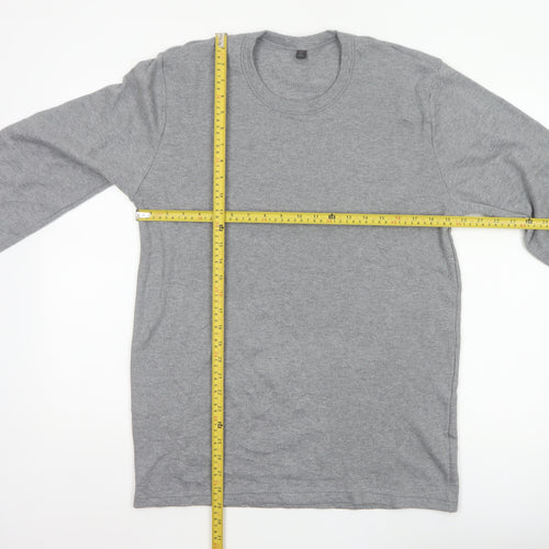 Marks & Spencer Men Grey L Long Sleeve Crew Neck Cotton Blend Top
