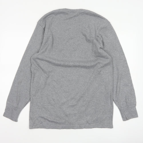 Marks & Spencer Men Grey L Long Sleeve Crew Neck Cotton Blend Top