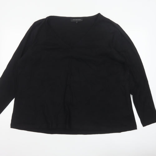 Live Unlimited Women's Black Size 20 Basic V-Neck Long Sleeve Cotton Top
