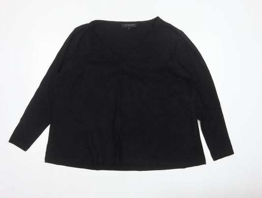 Live Unlimited Women's Black Size 20 Basic V-Neck Long Sleeve Cotton Top