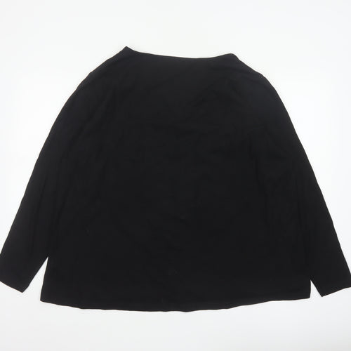 Live Unlimited Women's Black Size 20 Basic V-Neck Long Sleeve Cotton Top