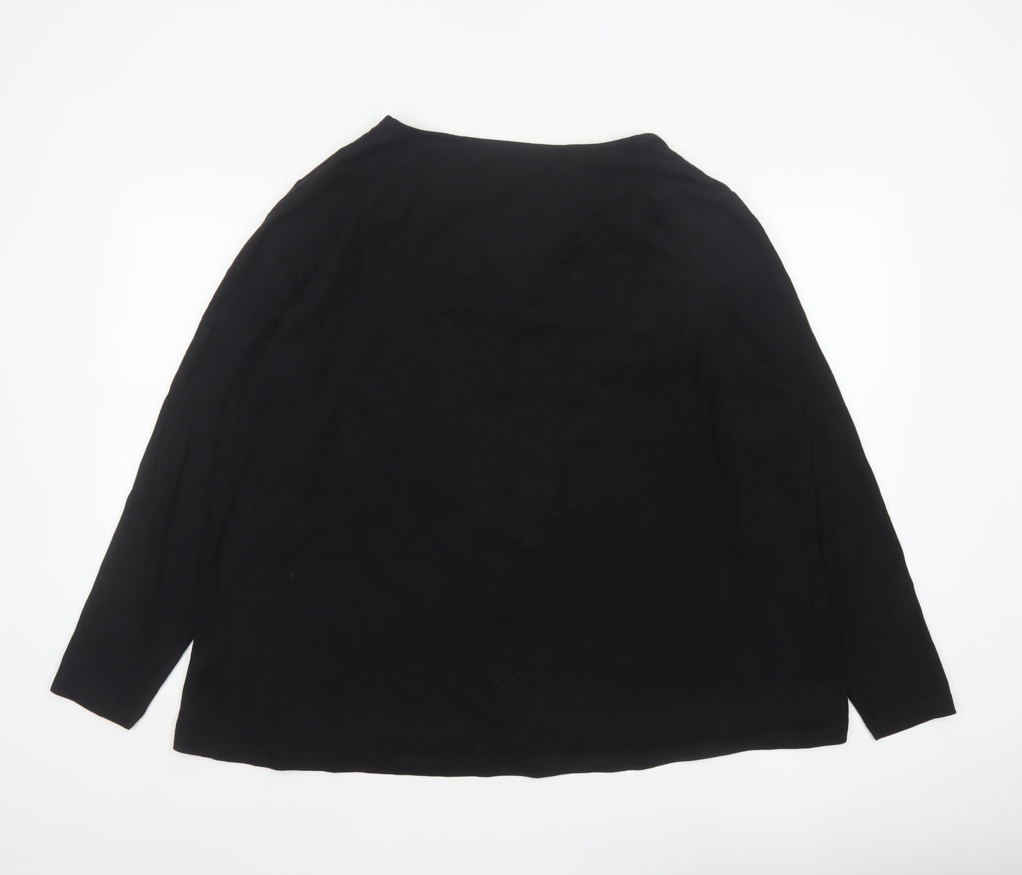 Live Unlimited Women's Black Size 20 Basic V-Neck Long Sleeve Cotton Top