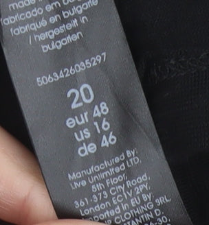 Live Unlimited Women's Black Size 20 Basic V-Neck Long Sleeve Cotton Top