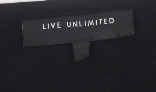 Live Unlimited Women's Black Size 20 Basic V-Neck Long Sleeve Cotton Top