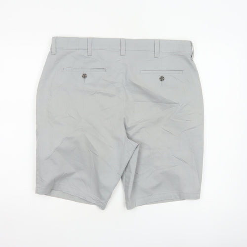 Marks and Spencer Men's Grey 36 Regular Cotton Stretch Chino Shorts