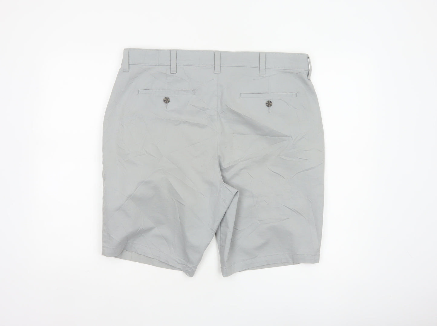 Marks and Spencer Men's Grey 36 Regular Cotton Stretch Chino Shorts