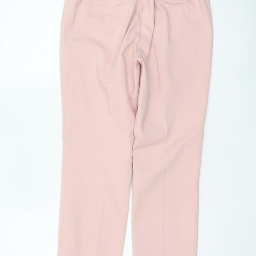 Zara Women Pink S Tapered Stretch Tailored Trousers