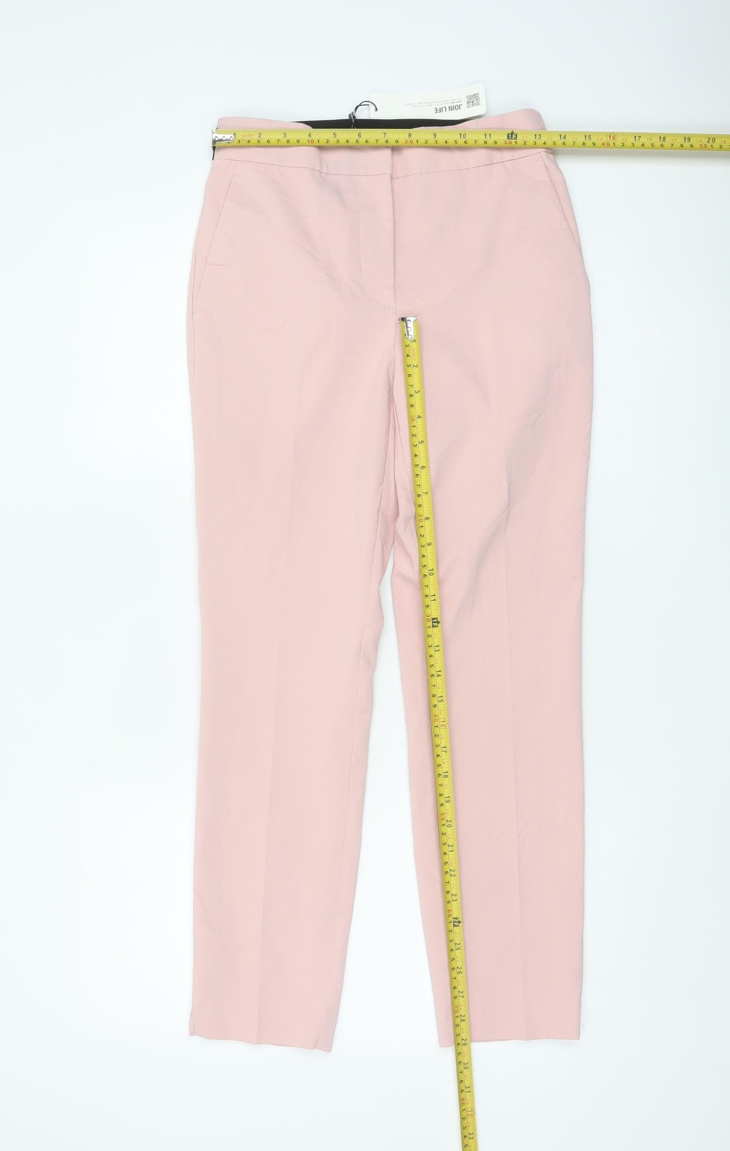 Zara Women Pink S Tapered Stretch Tailored Trousers