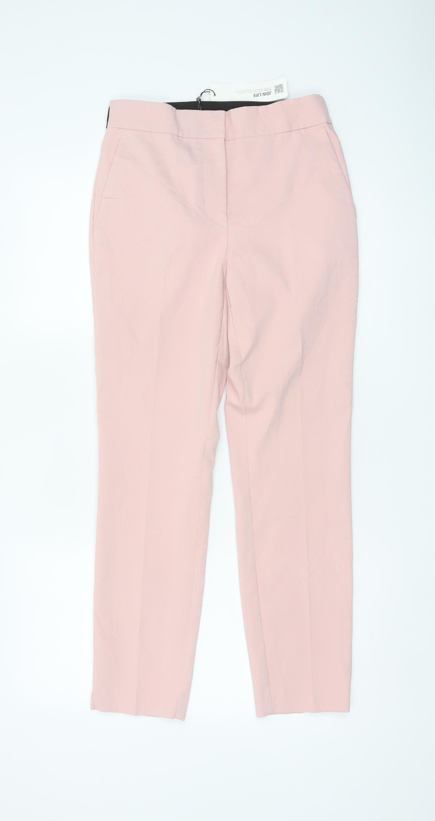 Zara Women Pink S Tapered Stretch Tailored Trousers