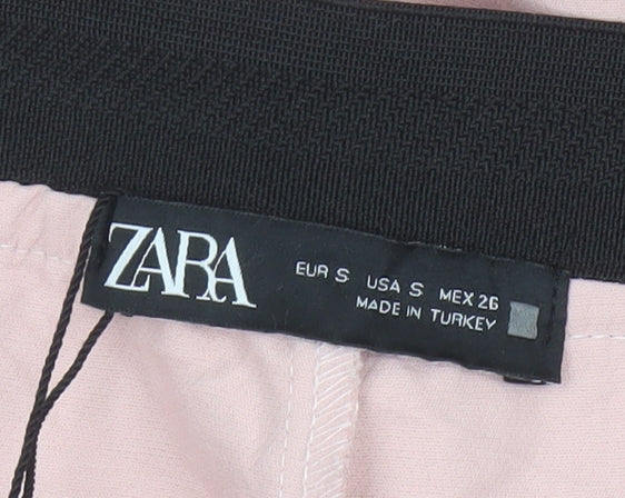Zara Women Pink S Tapered Stretch Tailored Trousers