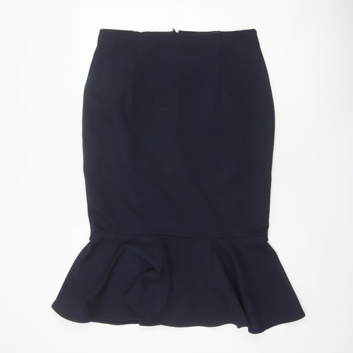 Marks & Spencer Women Blue UK 14 Trumpet Midi Stretch Skirt
