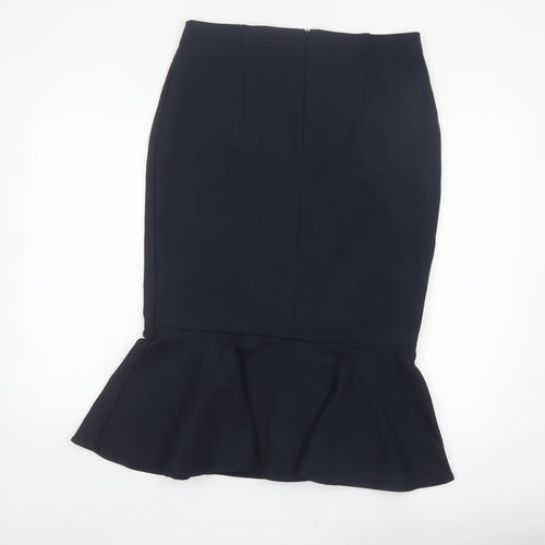 Marks & Spencer Women Blue UK 14 Trumpet Midi Stretch Skirt